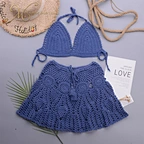 blue crochet beach set